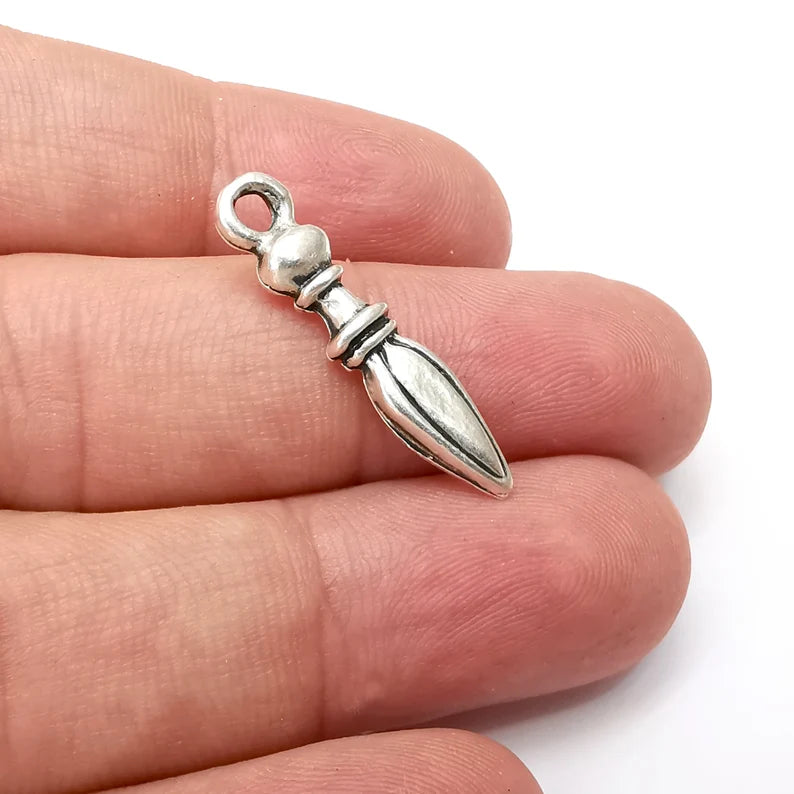 5 Spike Charms Antique Silver Plated Charms (30x6mm) G34184