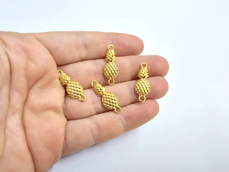 Pineapple Connector Charms Gold Plated Charms (26x10mm) G34185