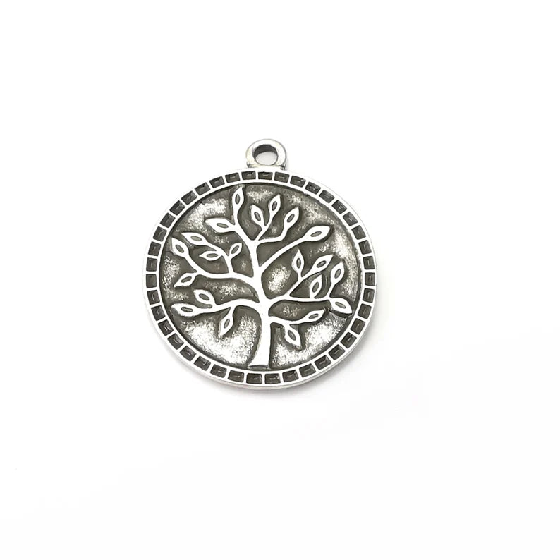 Tree Charms, Antique Silver Plated (40x33mm) G34186
