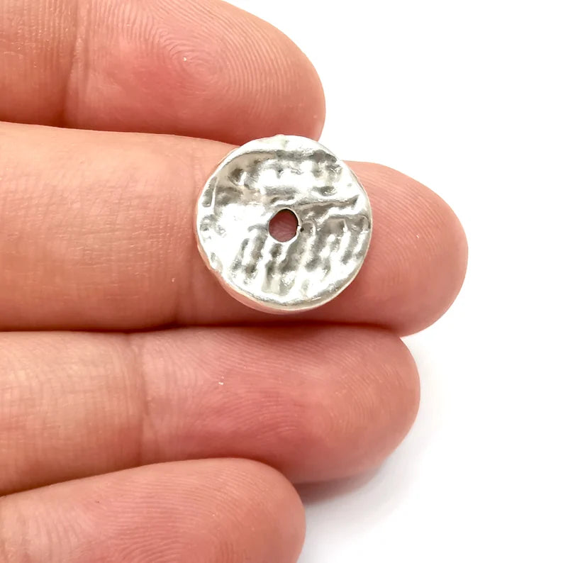 5 Disc Beads Antique Silver Plated Metal Beads (16mm) G34189