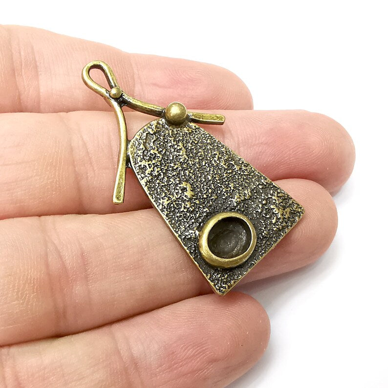 Pendant Blanks Oval , Resin Bezel Bases, Mosaic Mountings, Dry flower Frame, Polymer Clay base, Antique Bronze Plated (8x6mm) G34264