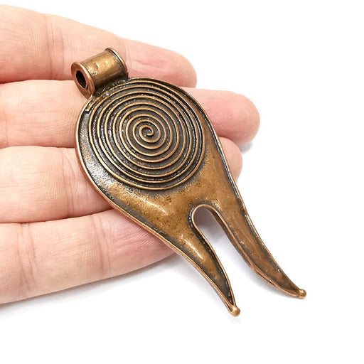 Swirl Pendant, Antique Copper Plated Pendant (88x42mm) G34265