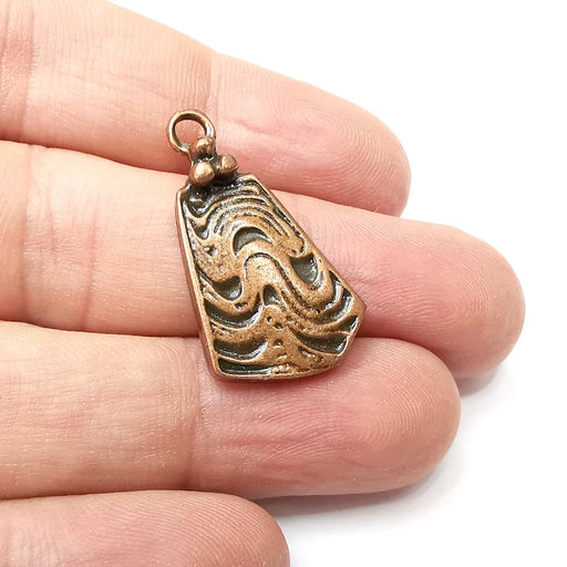 Wave Charms, Antique Copper Plated Pendant (31x18mm) G34269
