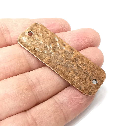Hammered Rectangle Connector Charms, Antique Copper Plated Charms (57x21mm) G34272