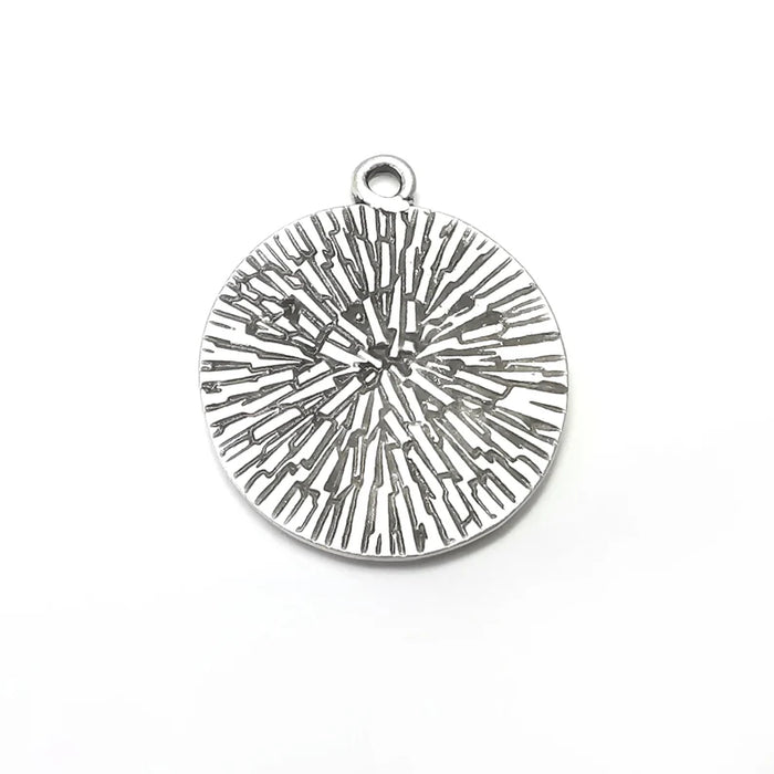 Silver Round Charms, Antique Silver Plated (39x32mm) G34274