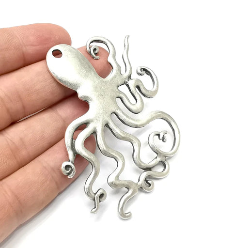 Octopus Pendant, Antique Silver Plated (76mm) G34283