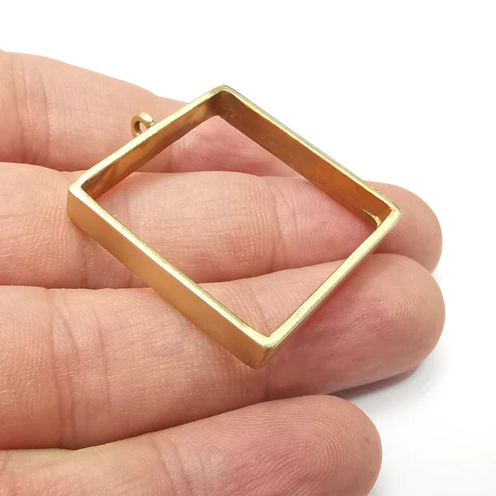 Raw Brass Bezel Settings Pendant Blank Base Mountings Necklace Blank (30mm square blank) G34217