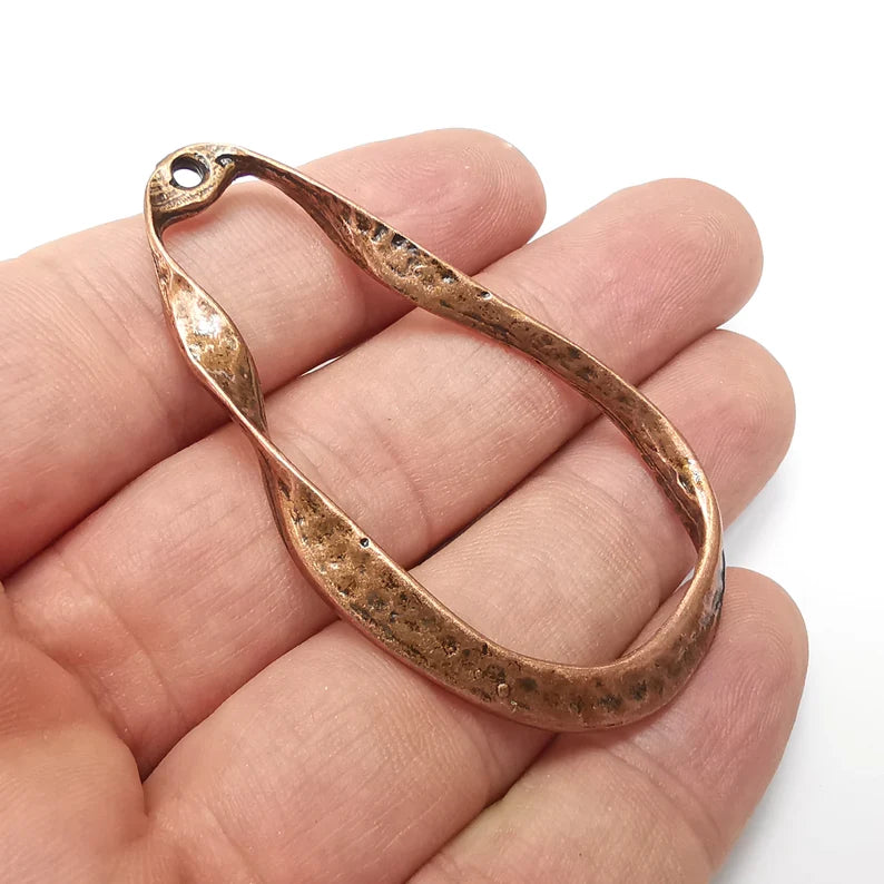Drop Hammered Charms, Antique Copper Plated (62x34mm) G34220