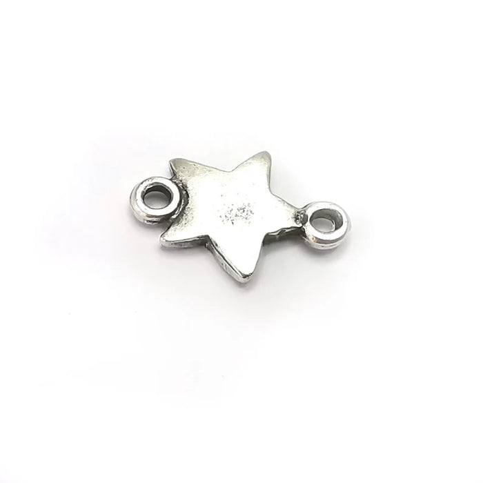 5 Star Connector Charms, Dangle Charms Antique Silver Plated (19x13mm) G34287