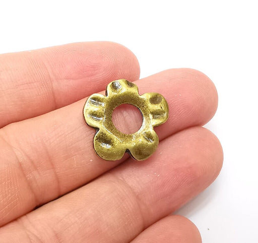 5 Flower Charms, Antique Bronze Plated Charms (20x19mm) G34227