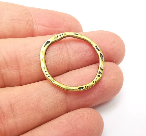 5 Striped Circle Findings Antique Bronze Plated Circle (25 mm) G34229
