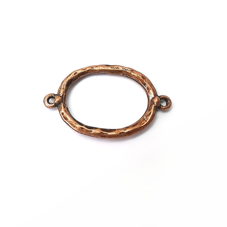 2 Copper Oval Connector Findings Antique Copper Plated Circle (35x21mm) G34237
