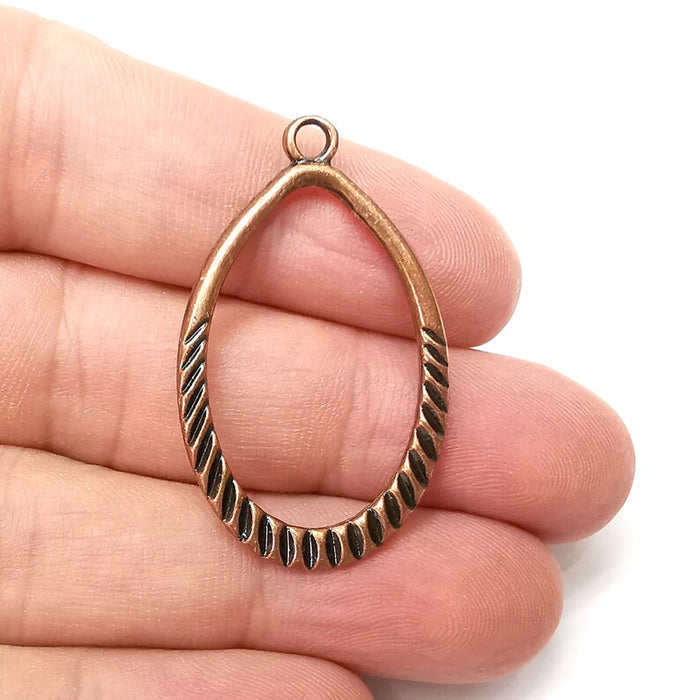 Ribbed Charms, Antique Copper Plated Charms (41x25mm) G34298