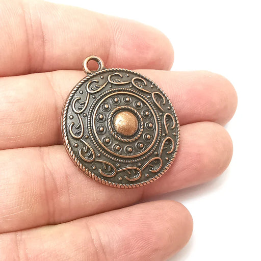 Antique Copper Round Charms, Antique Copper Plated (36x32mm) G34241
