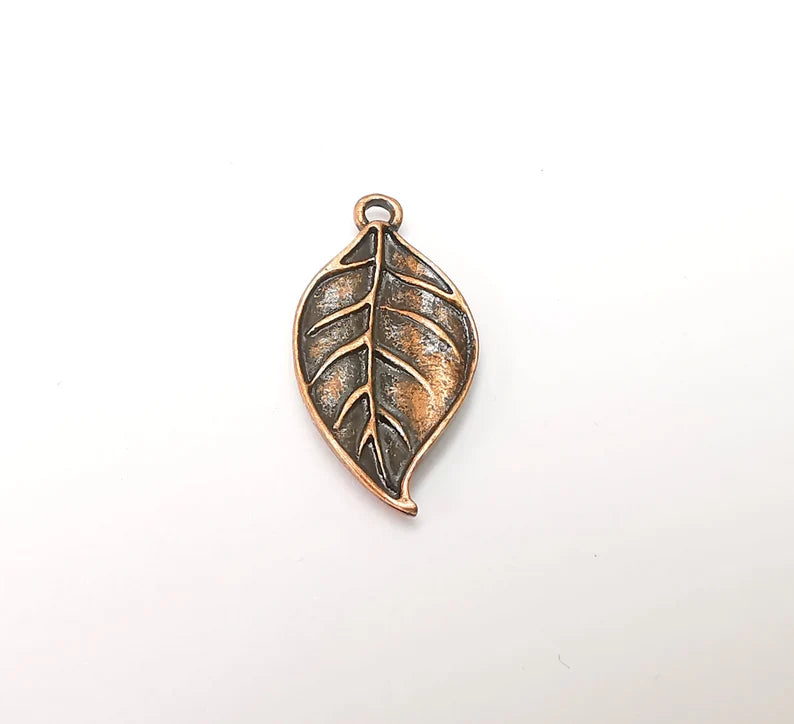 5 Leaf Charms, Antique Copper Plated Charms (28x14mm) G34244