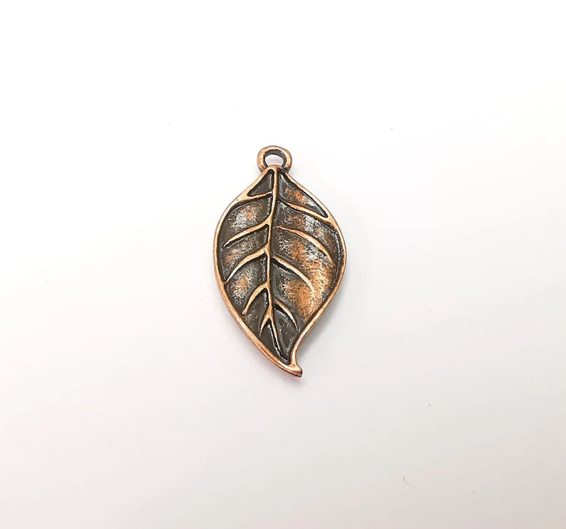 5 Leaf Charms, Antique Copper Plated Charms (28x14mm) G34244
