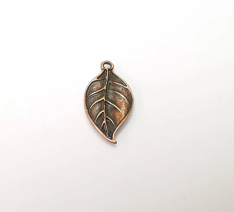 5 Leaf Charms, Antique Copper Plated Charms (28x14mm) G34244