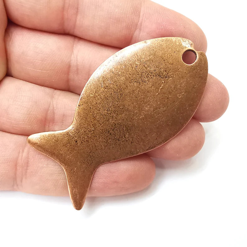 Fish Pendant, Charms Antique Copper Plated (66x34mm) G34250