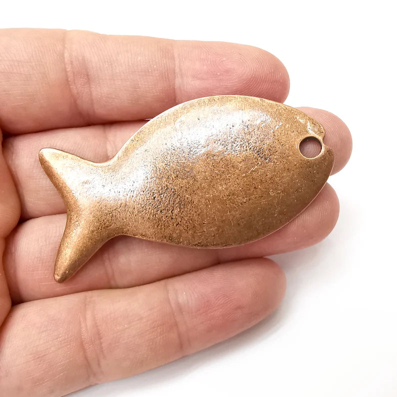 Fish Pendant, Charms Antique Copper Plated (66x34mm) G34250
