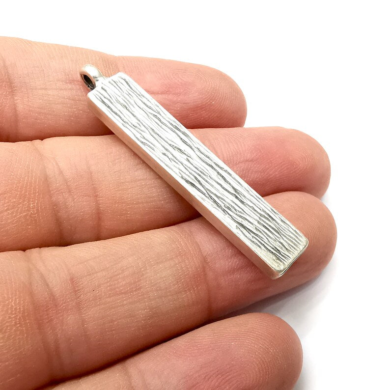 Rectangle Pendant Blanks, Resin Bezel Bases, Mosaic Mountings, Dry flower Frame, Polymer Clay base, Antique Silver Plated (40x5mm) G34306