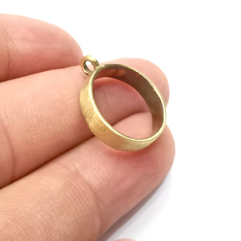 Raw Brass Bezel Settings Pendant Blank Base Mountings Necklace Blank (15mm round blank) G34252
