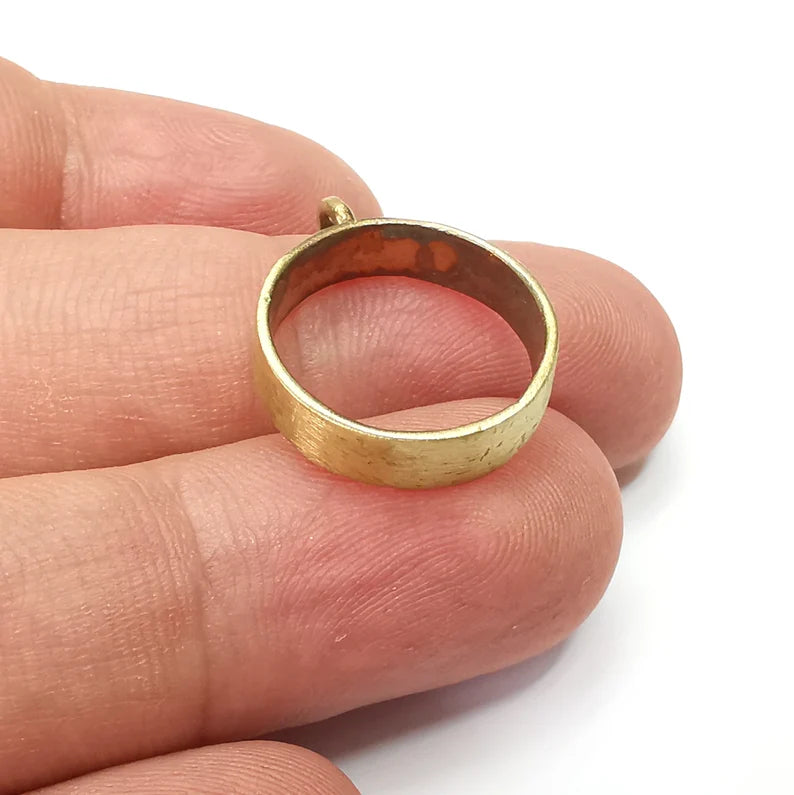Raw Brass Bezel Settings Pendant Blank Base Mountings Necklace Blank (15mm round blank) G34252