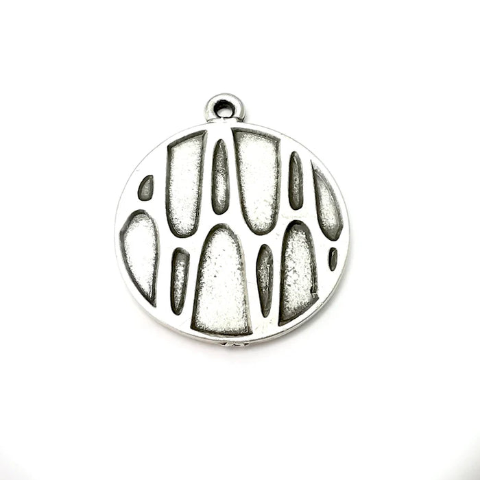 Silver Round Charms, Antique Silver Plated (39x33mm) G34313