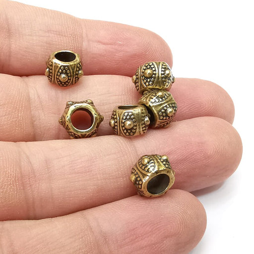 5 Cylinder Beads Antique Bronze Plated Metal Beads (10mm) G34321