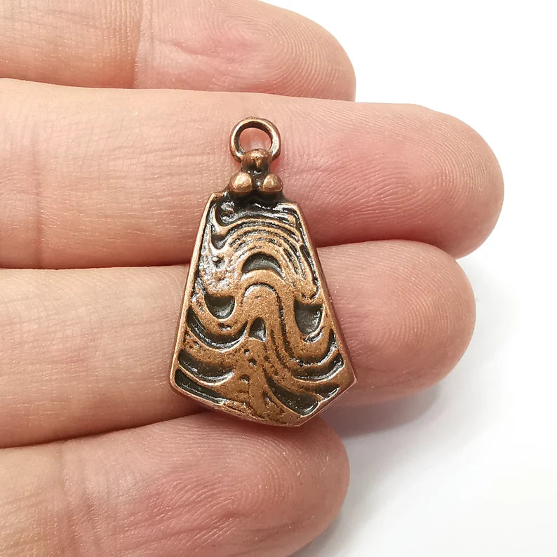 Wave Charms, Antique Copper Plated Pendant (31x18mm) G34269