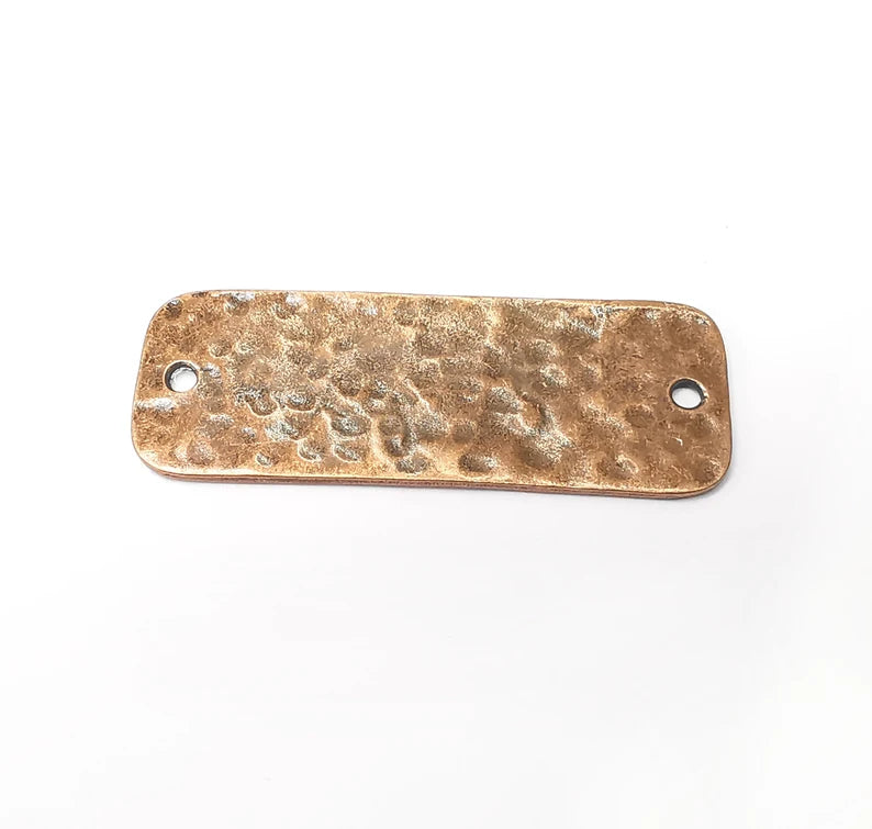 Hammered Rectangle Connector Charms, Antique Copper Plated Charms (57x21mm) G34272