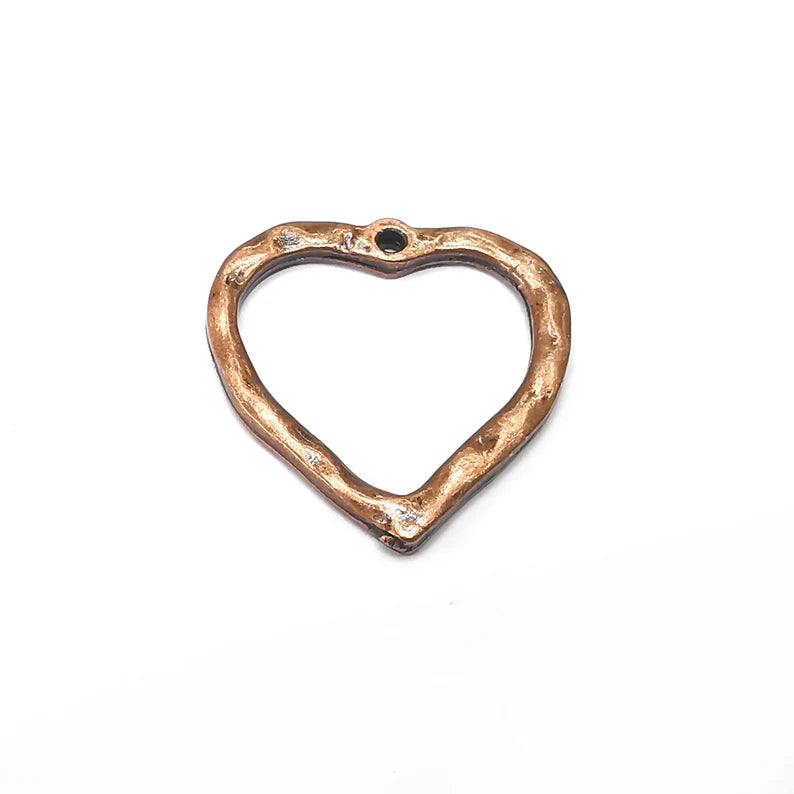 4 Heart Charms, Antique Copper Plated Charm (27x26mm) G34341