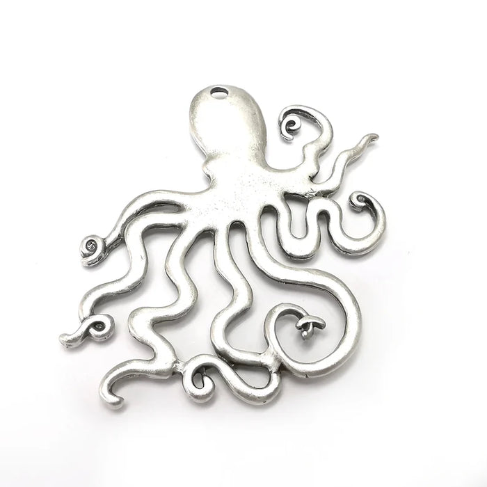 Octopus Pendant, Antique Silver Plated (76mm) G34283