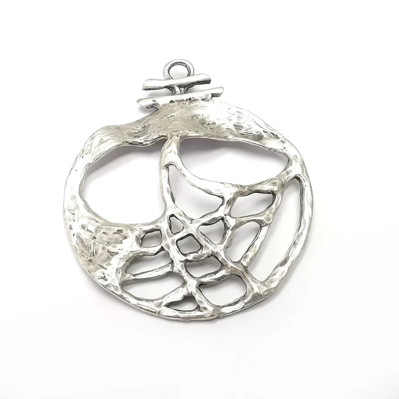 Skull Pendant, Charms Antique Silver Plated (74x59mm) G34284