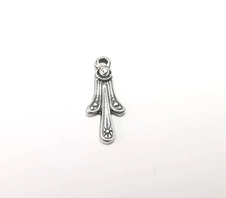 5 Silver Dangle Charms Antique Silver Plated Charms (21x8mm) G34360