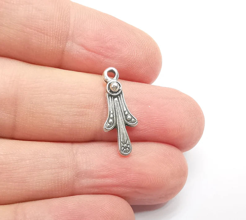 5 Silver Dangle Charms Antique Silver Plated Charms (21x8mm) G34360