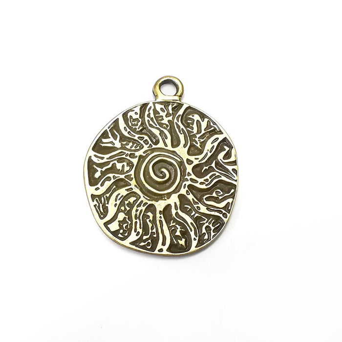 Branch, Bark, Swirl, Round Charms, Antique Bronze Plated (40x32mm) G34293