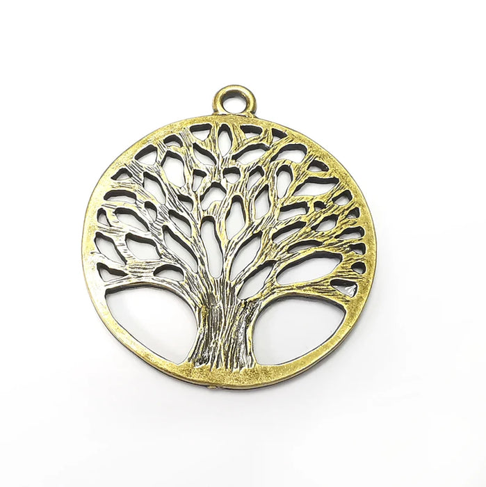 Tree Charms, Antique Bronze Plated Pendant (53x46mm) G34369