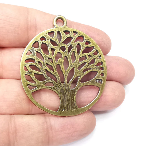 Tree Charms, Antique Bronze Plated Pendant (53x46mm) G34369