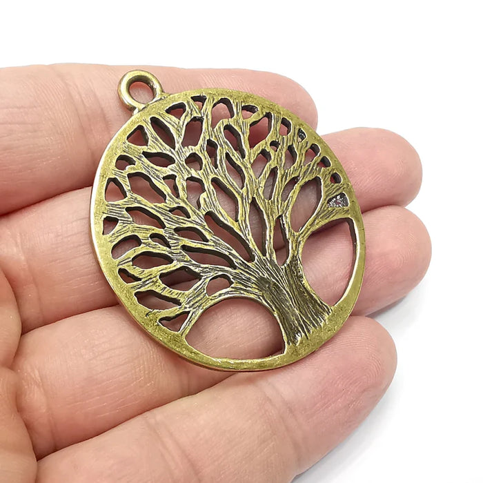 Tree Charms, Antique Bronze Plated Pendant (53x46mm) G34369