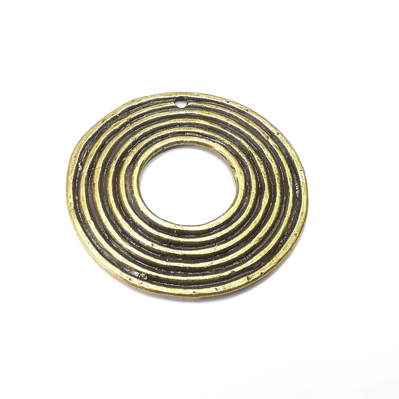 Circles Charms, Antique Bronze Plated Charms (39mm) G34372
