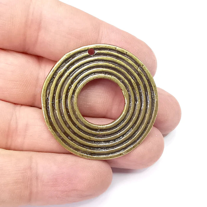 Circles Charms, Antique Bronze Plated Charms (39mm) G34372