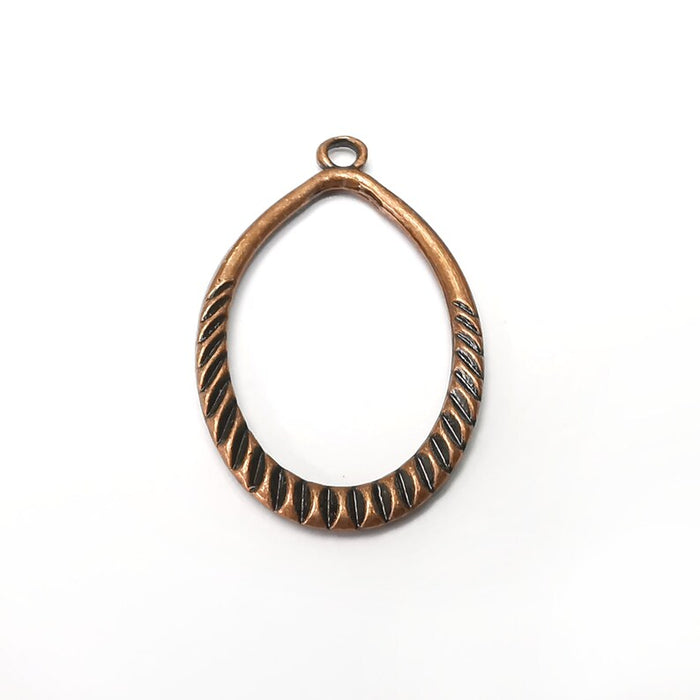 Ribbed Charms, Antique Copper Plated Charms (41x25mm) G34298