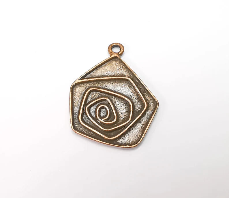 Copper Plated Swirl Charms, Antique Copper Plated (40x31mm) G34396