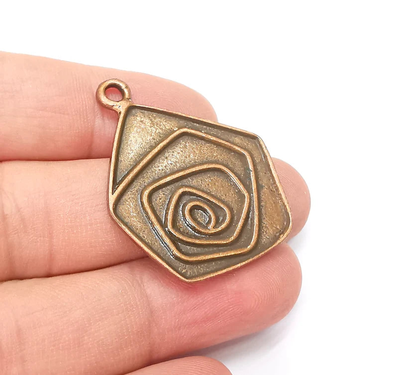 Copper Plated Swirl Charms, Antique Copper Plated (40x31mm) G34396