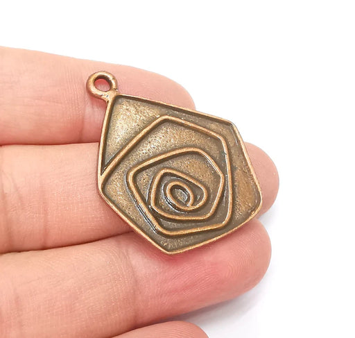 Copper Plated Swirl Charms, Antique Copper Plated (40x31mm) G34396