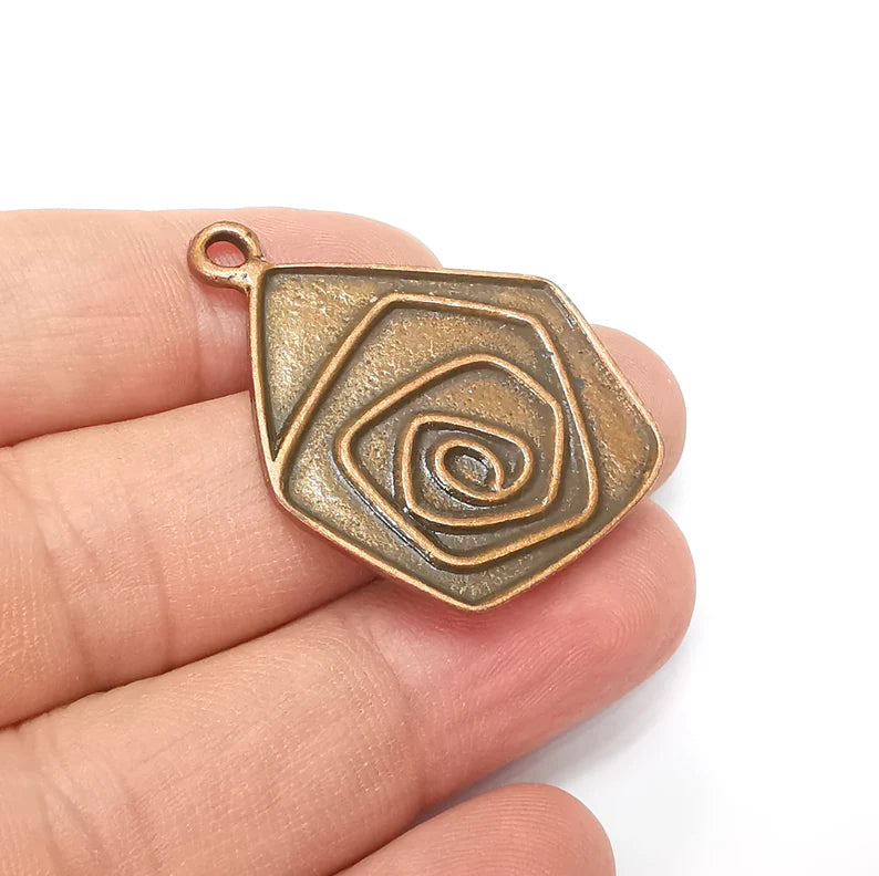 Copper Plated Swirl Charms, Antique Copper Plated (40x31mm) G34396
