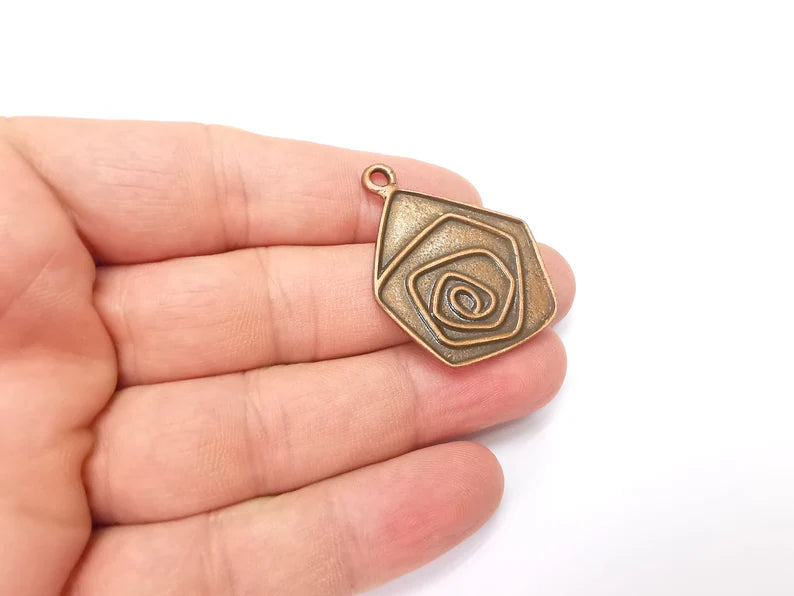Copper Plated Swirl Charms, Antique Copper Plated (40x31mm) G34396