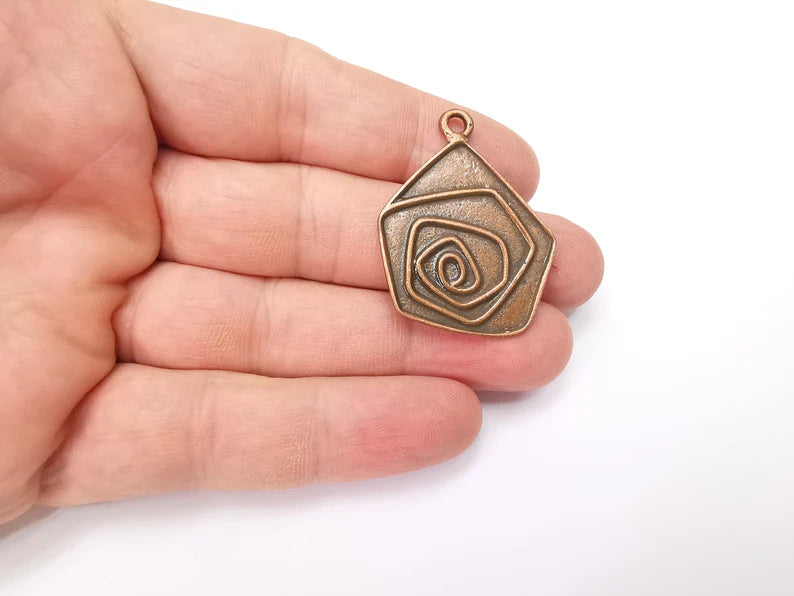 Copper Plated Swirl Charms, Antique Copper Plated (40x31mm) G34396