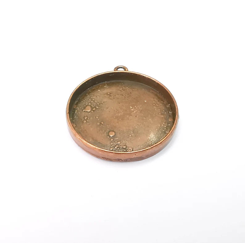 Round Pendant Blanks, Resin Bezel Bases, Mosaic Mountings, Dry flower Frame, Polymer Clay base, Antique Copper Plated (30mm) G34398