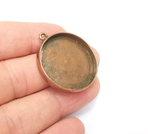 Round Pendant Blanks, Resin Bezel Bases, Mosaic Mountings, Dry flower Frame, Polymer Clay base, Antique Copper Plated (30mm) G34398